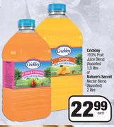 Crickley 100% Fruit Juice Blend 1.5L Or Nature's Secret Nectar Blend 2L-Each