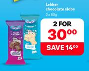 Lekker Chocolate Slabs-For 2 x 80g