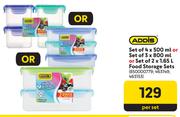 Addis Set Of 4 x 500ml Or Set Of 3 x 800ml Or Set Of 2 x 1.65L Food Storage Sets-Per Set