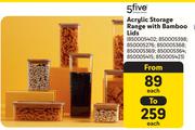 Five Acrylic Storage Range With Bamboo Lids-Each
