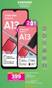 2 x Samsung Galaxy A13 4G Smartphone-On 1.2GB Red Top Up Core More Data (Contract Only)