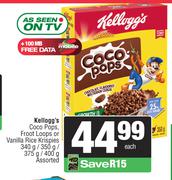 Kellogg's Coco Pops,Froot Loops Or Vanilla Rice Krispies-340g/350g/375g/400g