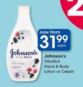 Johnson's Vita Rich Hand & Body Lotion Or Cream-Each