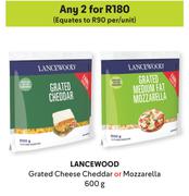 Lancewood Grated Cheese Cheddar Or Mozzarella-For Any 2 x 600g