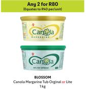Blossom Canola Margarine Tub Original Or Lite-For Any 2 x 1Kg