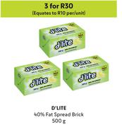 D'Lite 40% Fat Spread Brick-For 3 x 500g