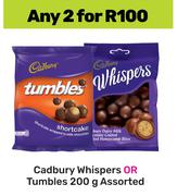 Cadbury Whispers Or Tumbles Assorted-For Any 2 x 200g