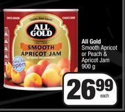 All Gold Smooth Apricot Or Peach & Apricot Jam-900g Each