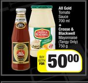 All Gold Tomato Sauce 700ml + Crosse & Blackwell Mayonnaise (Tangy Only) 750g-Both For