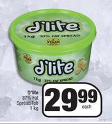 D'Lite 37% Fat Spread Tub-1Kg Each