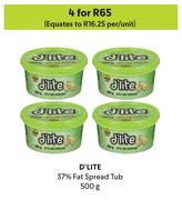 D'Lite 37% Fat Spread Tub-For 4 x 500g