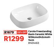 Carole Freestanding Basin Ceramic White W56cm x D42cm x H14cm 81404463
