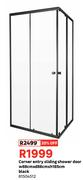 Corner Entry Sliding Shower Door Black W88cm x D88cm x H185cm 81504512