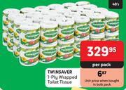 Twinsaver 1-Ply Wrapped Toilet Tissue-48's Per Pack