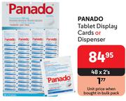 Panado Tablet Display Cards Or Dispenser-48 x 2's