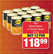 Koo Baked Beans In Tomato Sauce-12 x 410g