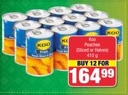 Koo Peaches Sliced Or Halves-12 x 410g