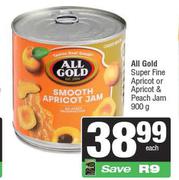 All Gold Super Fine Apricot Or Apricot & Peach Jam-900g Each