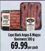Cape Black Angus & Wagyu Boerewors-500g Per Pack