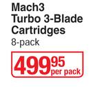 Gillette Mach3 Turbo 3 Blade Cartridges-8's Per Pack