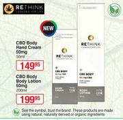 Rethink CBD Body Hand Cream 50mg-50ml