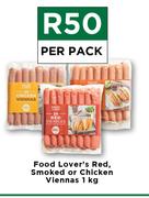 Food Lover's Red Smoked Or Chicken Viennas-1Kg Per Pack