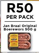 Jan Braai Original Boerewors-500g Per Pack