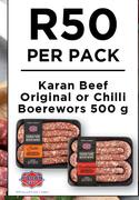 Karan Beef Original Or Chilli Boerewors-500g Per Pack