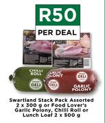 Swartland Stack Pack 2 x 300g Or Food Lover's Garlic Polony, Chilli Roll Or Lunch Loaf 2 x 500g Per 