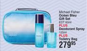 Michael Fisher Ocean Bleu EDT 60ml Plus Deodorant Spray 125ml Plus Toiletry Bag