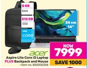 Acer Aspire Lite Core i3 Laptop Plus Backpack & Mouse