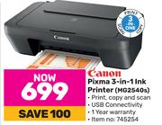 Canon Pixma 3 In 1 Ink Printer MG2540S