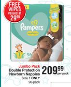 Pampers Double Protection Newborn Nappies Jumbo Pack-96 Per Pack