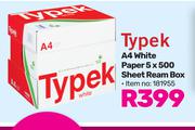 Typek A4 White Paper 5 x 500 Sheet Ream Box