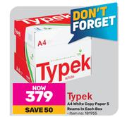 Typek A4 White Copy Paper 5 Reams In Each Box
