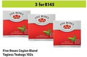 Five Roses Ceylon Blend Tagless Teabags-For 3 x 102s