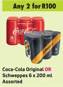 Coca Cola Original Or Schweppes Assorted-For 2 x 6 x 200ml