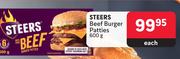 Steers Beef Burger Patties-600g 