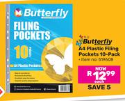 Butterfly A4 Plastic Filling Pockets 10 Pack (519608)-Each