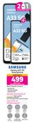 2 x Samsung Galaxy A33 5G Smartphone-On 2GB Red Core More Data + On Promo 70