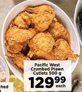 Pacific West Crumbed Prawn Cutlets-500g Each