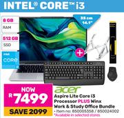 Acer 14.1"(35cm) Aspire Lite Core i3 Processor Plus Winx Work & Study Office Bundle