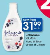 Johnson's Vita Rich Hand & Body Lotion Or Cream-Each