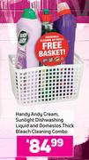 Handy Andy Cream, Sunlight Dishwashing Liquid & Domestos Thick Bleach Cleaning Combo