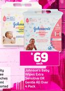 Johnson's Baby Wipes Extra Sensitive Or Gentle All Over 4 Pack-Each