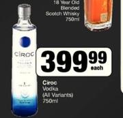 Ciroc Vodka (All Variants)-750ml Each