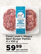 Food Lover's Wagyu Beef Burger Patties-4 x 100g Per Packet