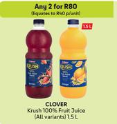 Clover Krush 100% Fruit Juice (All Variants)-For 2 x 1.5L