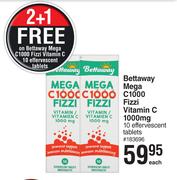 Bettaway Mega C1000 Fizzi Vitamin C 1000mg-10 Effervescent Tablets Each