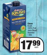 Clover Krush 100% Fruit Juice Blend Assorted-1L Each